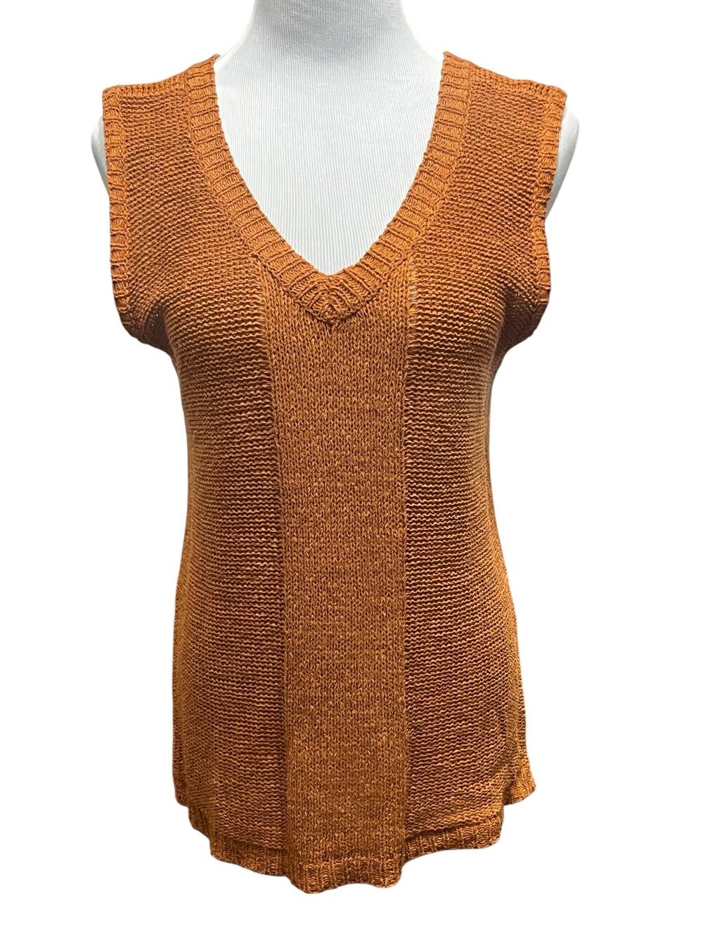 Cyrus Women's Burnt Orange Knit Sweater Vest Tunic SIZE Large
